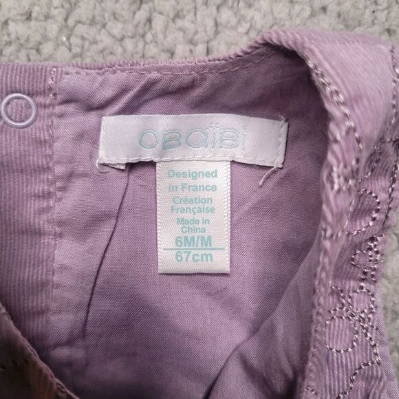 Obabi Dress Girls Baby 6 Months Purple Corduroy Fit and Flare Floral Embroidered - Picture 4 of 6